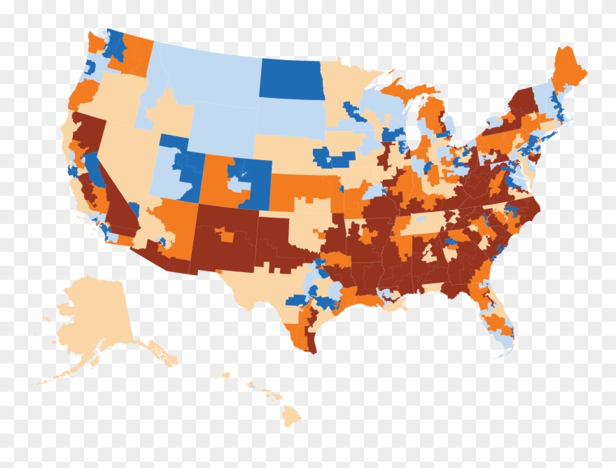 Distressed Communities Index Economic Innovation Group - National Map Of Congressional District Distress Scores Clipart