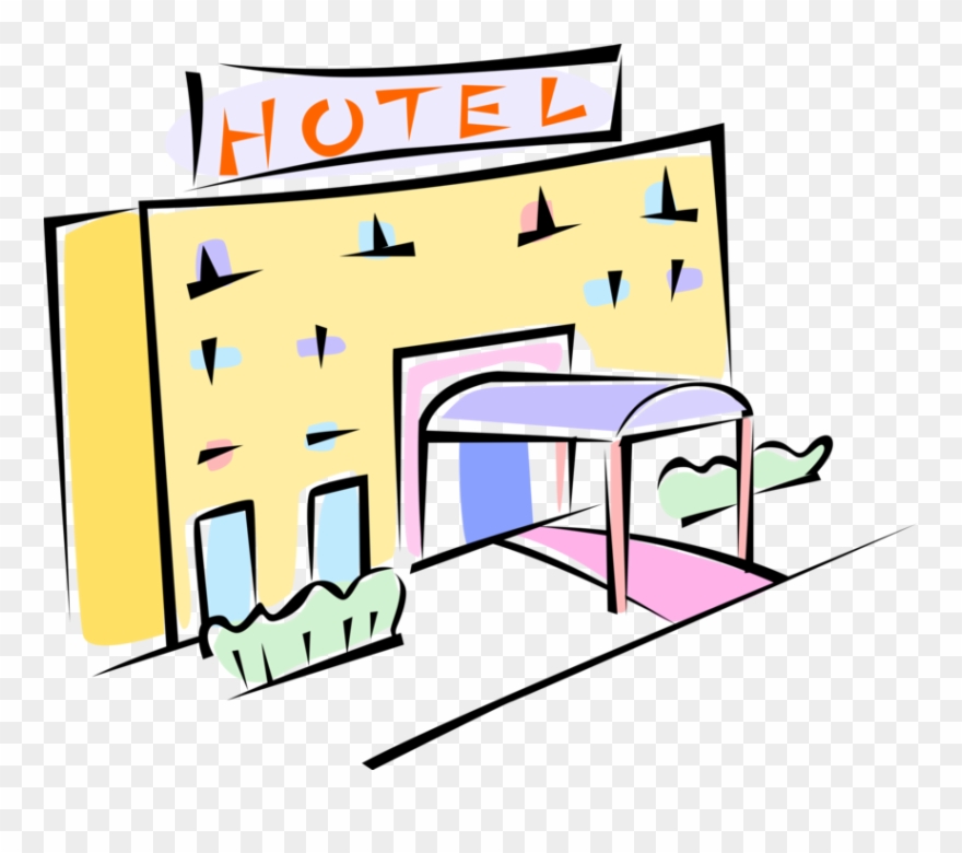 Vector Illustration Of Roadside Motor Hotel Provides - Hotel Clipart