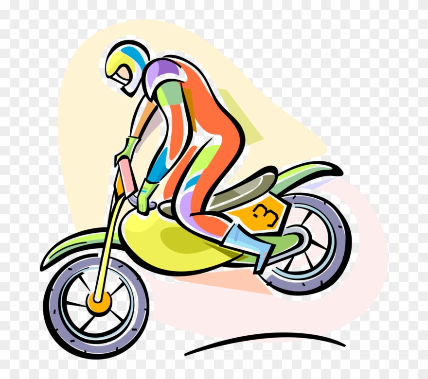 Vector Illustration Of Motocross Racer Racing In Off-road Clipart