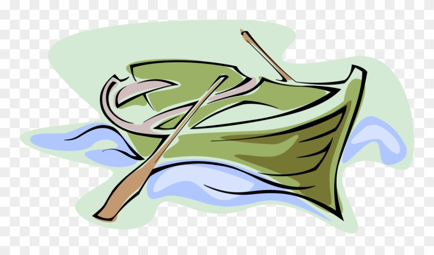 Vector Illustration Of Wooden Rowboat Or Row Boat With - Rowing Clipart