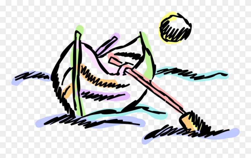 Vector Illustration Of Rowboat Or Row Boat Watercraft - Boat Clipart