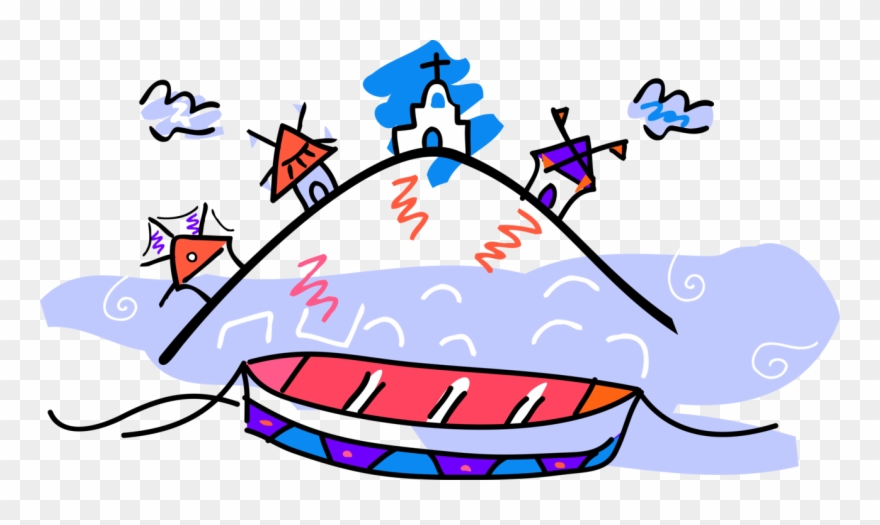 Vector Illustration Of Rowboat Or Row Boat Watercraft - Morality Clipart