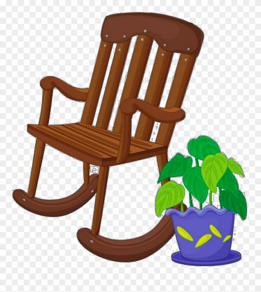 Ftestickers Clipart Chair Rockingchair Plant - Cartoon Rocking Chair - Png Download