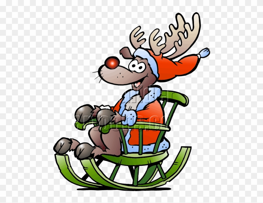 Christmas Reindeer In Green Chair - Reindeer Sitting On Chair Clipart