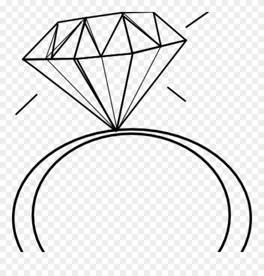 Engagement Ring Clipart Black And White Panda Free - Diamond Ring Clip Art - Png Download