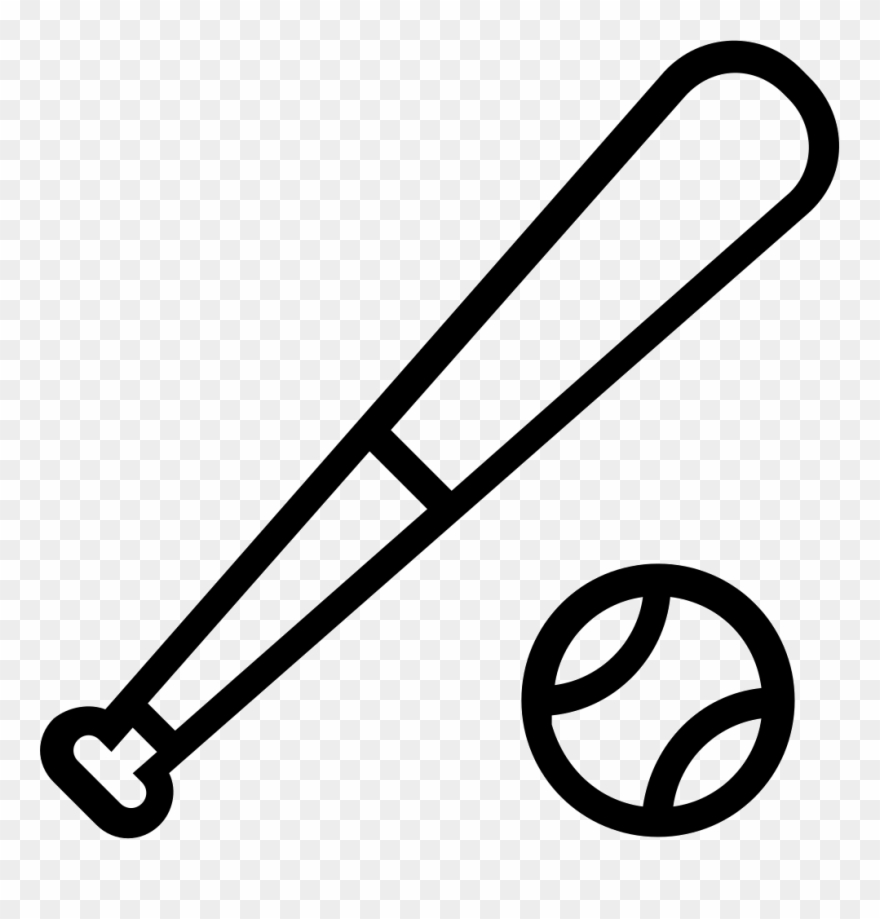 Clip Art Free Library Baseball Bat And Ball Clipart - Outline Baseball Bat Svg - Png Download
