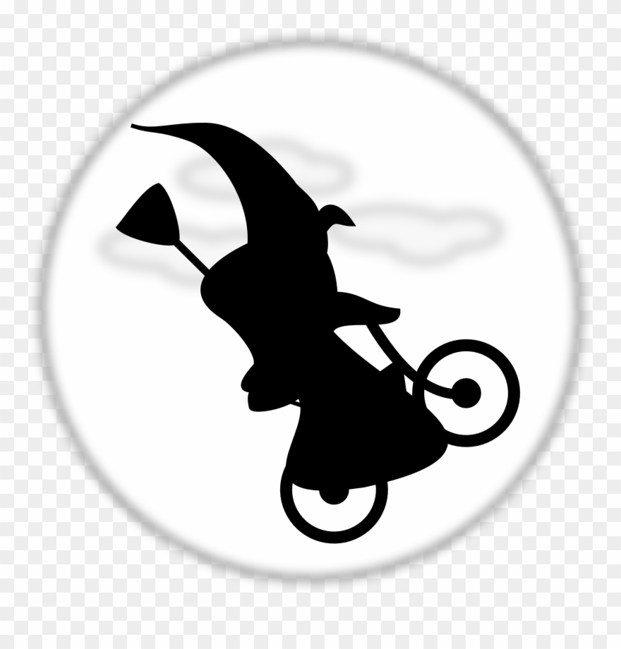 On A Bicycle - Witch On Bike Cartoon Clipart