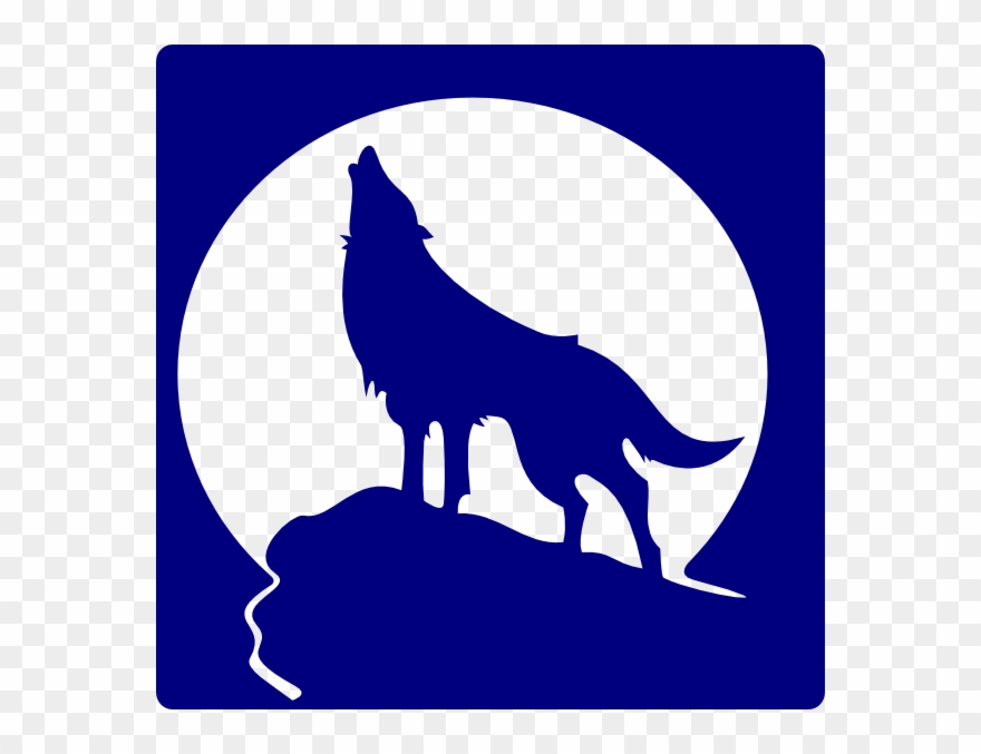 Blue Howling Wolf Logo Clipart