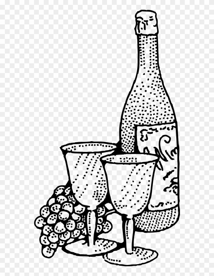Wine Bottle And Two Glass Cups - Wine Clip Art - Png Download