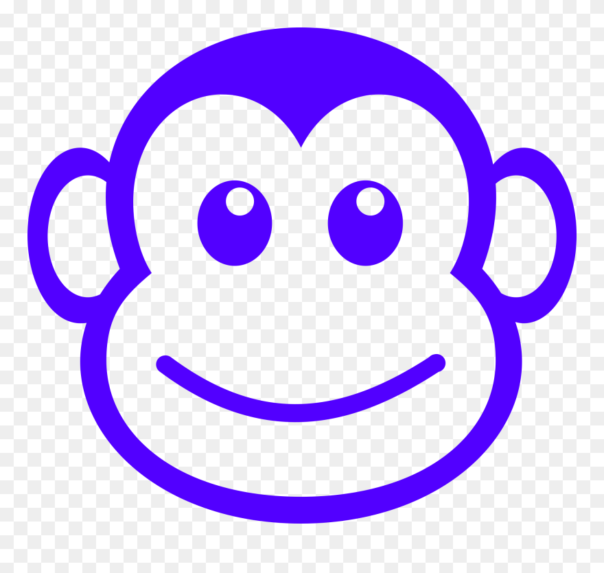 Baby Monkey Face Clip Art - Cartoon Monkey Face Black And White - Png Download