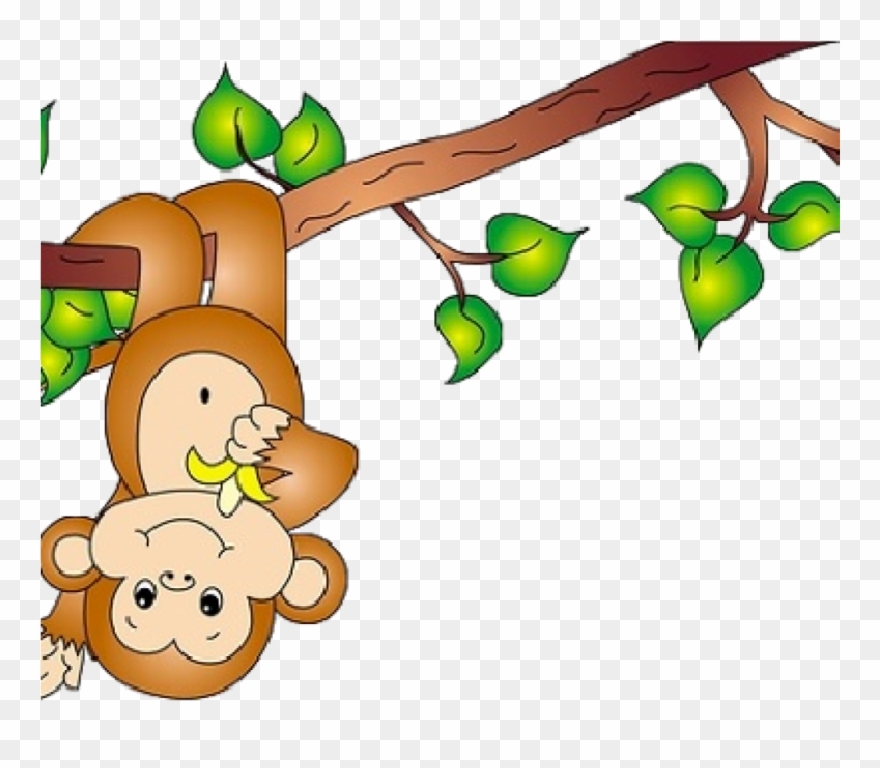 Clipart Monkey 10 Cross Black And Cute - Monkey On Tree Clipart - Png Download
