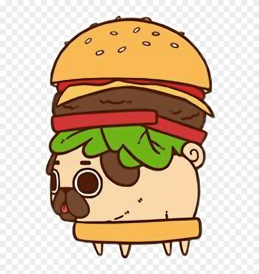 Clip Transparent Stock Cheeseburger Drawing Cute - Kawaii Pug Burger - Png Download