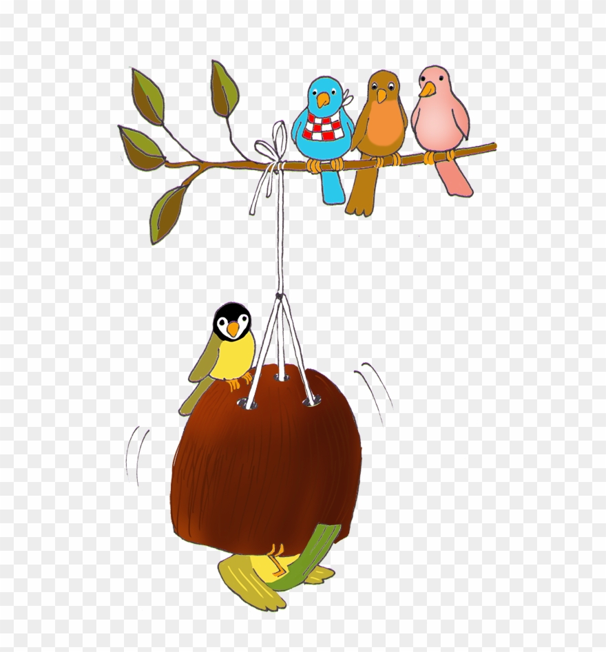 Bird Feeding At Fall - Drawing Clipart