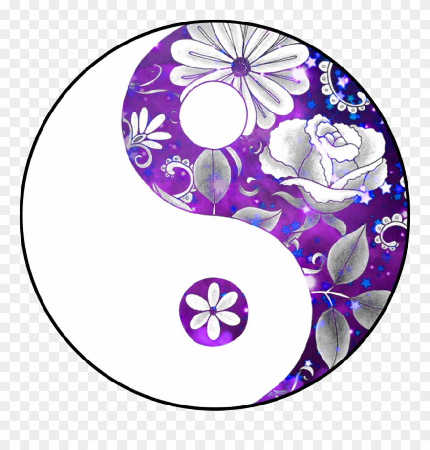 Yinyang Yinandyang Roses Purple Sparkles - Yin Yang Flower Drawing Clipart