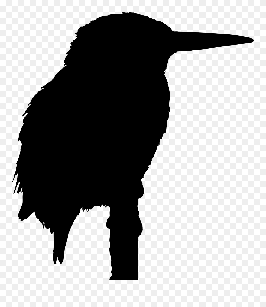 Big Bird Kingfisher Silhouette Drawing - Kingfisher Silhouette Clipart