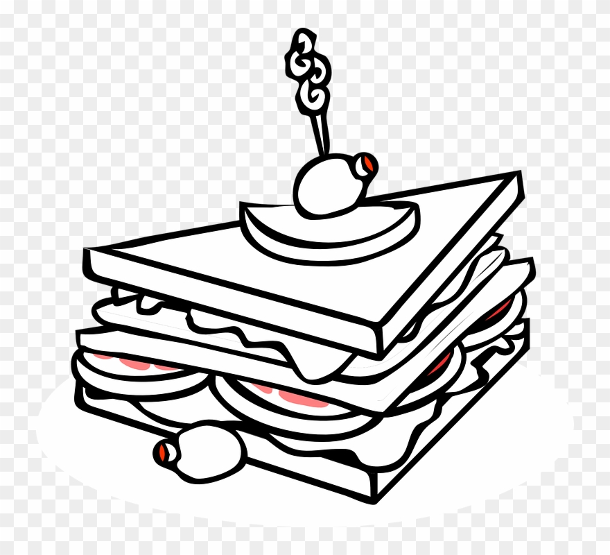 Sandwich Cartoon Clip Art At Clker Com Vector Clip - Sandwich Black And White Clipart - Png Download