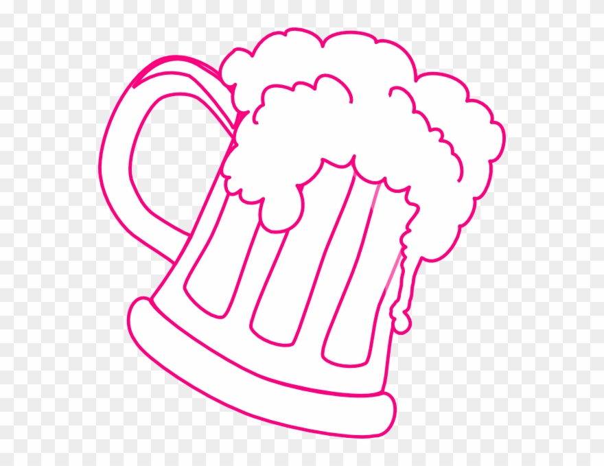 Pink Outline Beer Mug Clip Art At Clker - Sticker - Png Download