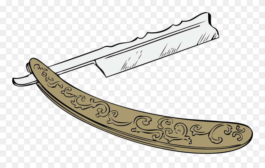 Straight Razor Barber Comb Shaving - Straight Razor Clipart - Png Download