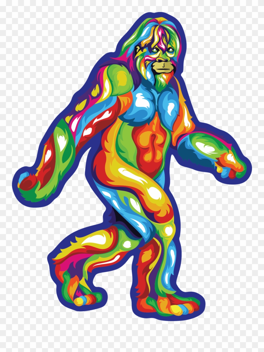 Bold Colorful Bigfoot Stroll Sticker - Sticker Clipart