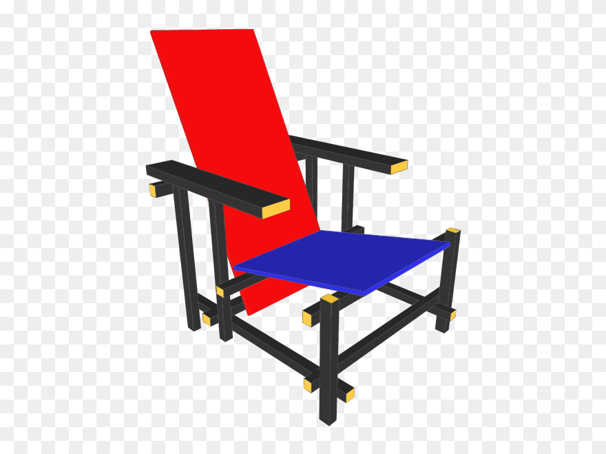 Red And Blue Chair De Stijl Art Bauhaus - Red And Blue Chair Clipart