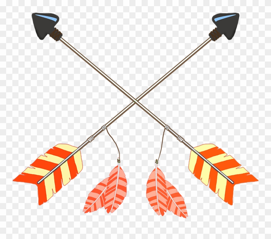 Tribal Arrows Purple Crossed, Orange Feathers Crossed - Feather Clipart