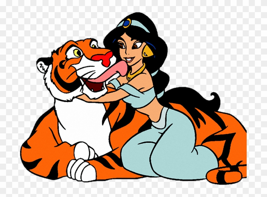 Tiger Princess Jasmine Rajah Genie Clip Art - Disney Jasmine With Tiger - Png Download