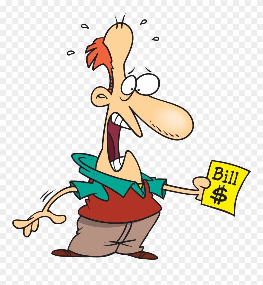 Clipart Transparent Stock Building Charges Watch Out - Shocked Cartoon Looking At Bill - Png Download