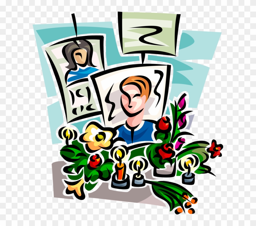Vector Illustration Of Makeshift Memorial For Victims - Illustration Clipart