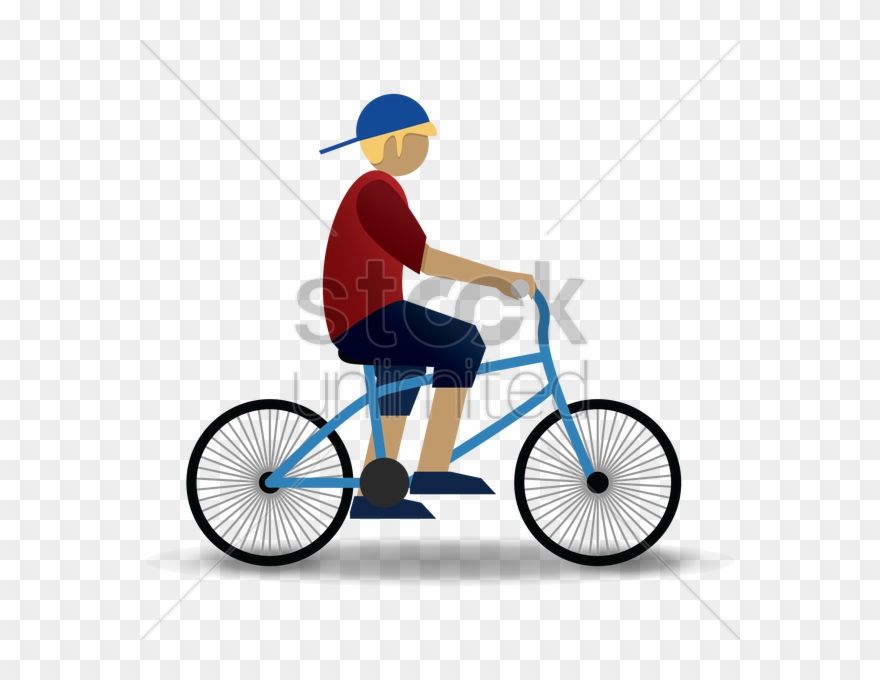 Boy Riding Bicycle V矢量图形 - Riding Motorcycle Hearing Music Clipart