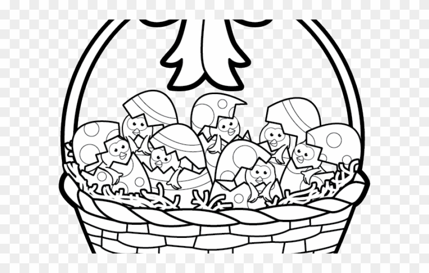 Happy Clipart Easter Basket - Easter Basket Clip Art Black And White - Png Download