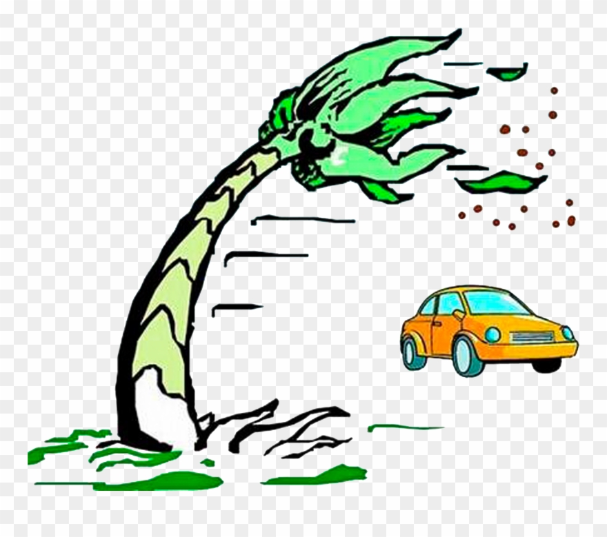 Cartoon Wind Painting - Tree Blown By Tree Png Transparent Clipart
