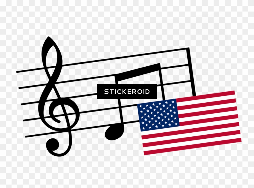 Musical Notes And Flag Usa - Musical Notes Clipart