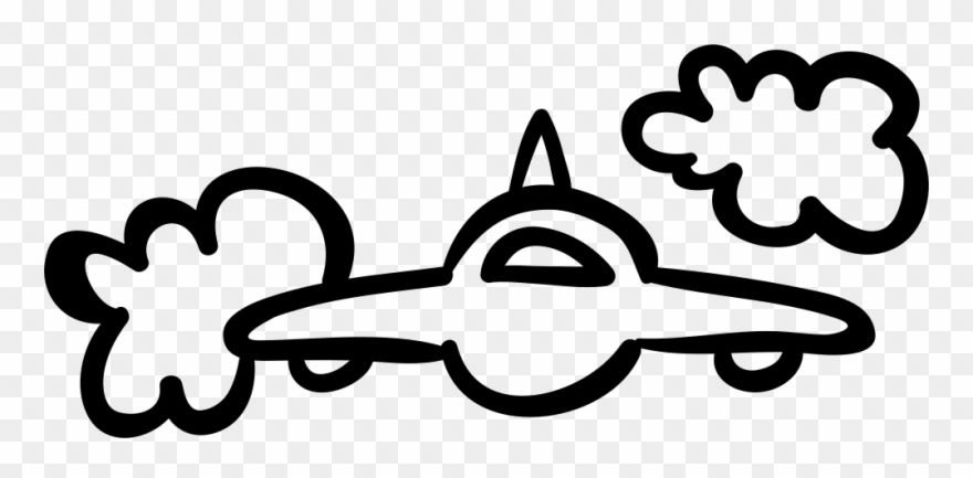 Or Airplane Frontal Outline Between Clouds Svg - Transport Clipart