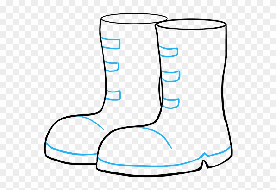 How To Draw Boots - Draw Easy Rain Boots Clipart