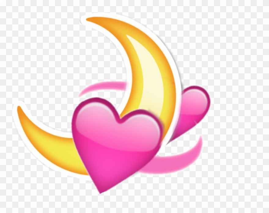 Moon Emoji Png - Moon And Hearts Clipart Transparent Png