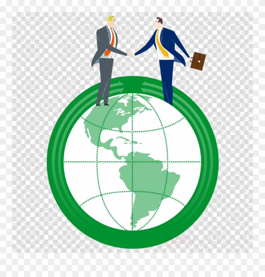 Earth Silhouette Transparent Clipart Earth World Clip - Globalization Shaking Hand - Png Download