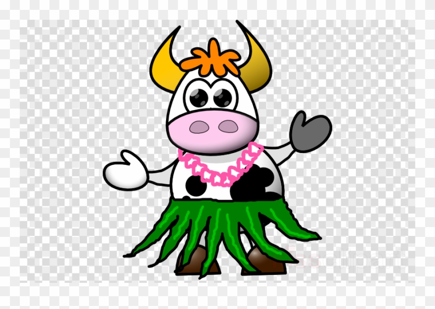 Cow In Skirt Clipart Cattle Grass Skirt Clip Art - Cow Wearing Hula Skirt - Png Download