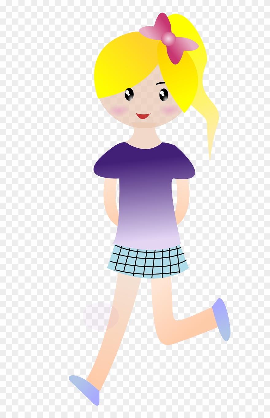 Girl Ponytail Running Walking Png Image - Caminar Niña Clipart