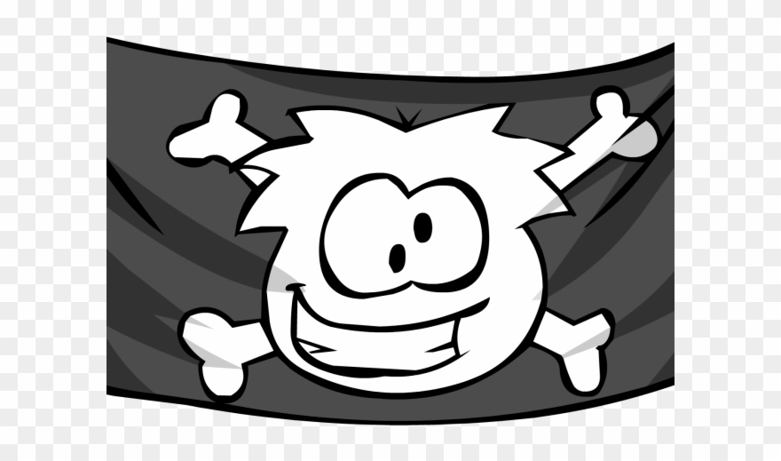 Jolly Roger Flag Clipart - Club Penguin Rockhopper - Png Download