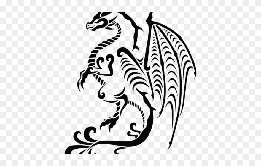 Dragon Tattoos Clipart Stylised - Dragon Tattoo Drawing Coloring For Kid And Beginner: - Png Download