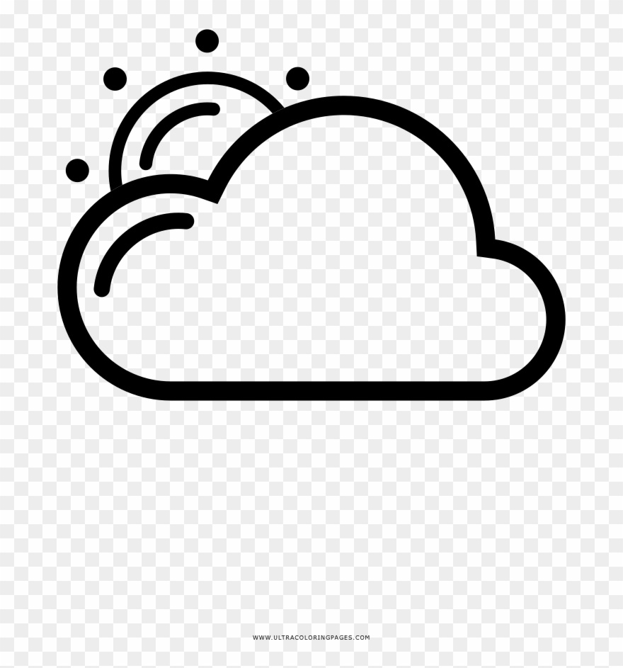 Partly Cloudy Clipart Coloring Page, Printable Partly - Coloring Book - Png Download