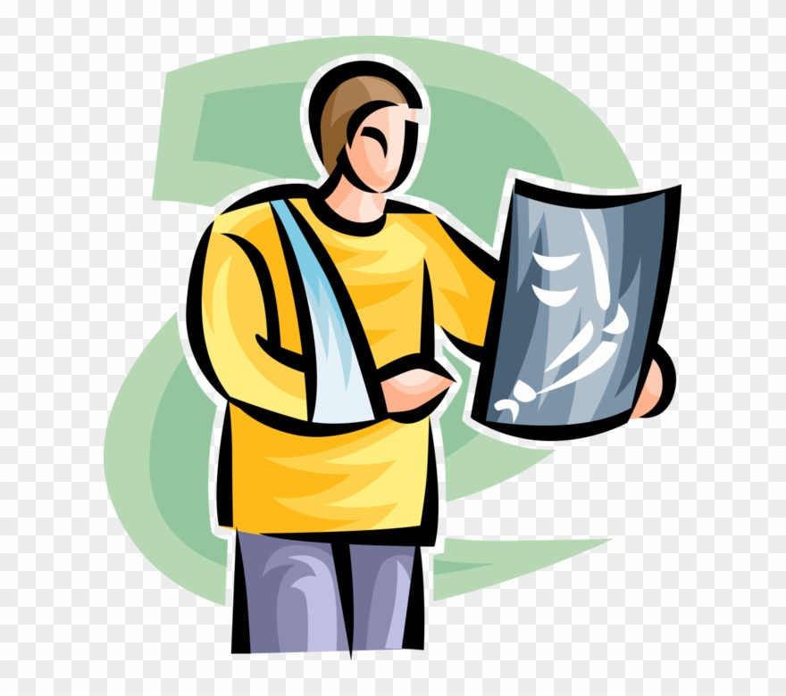 Vector Illustration Of Hospital Patient With Broken - Man Clipart