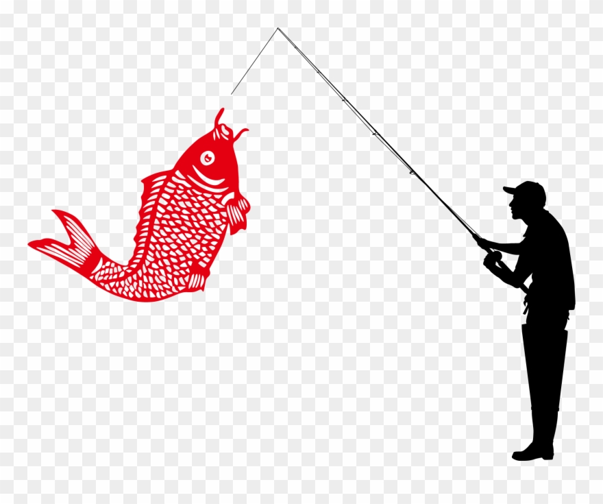 Fishing Angling Illustration - Fish Vector Line Art Clipart