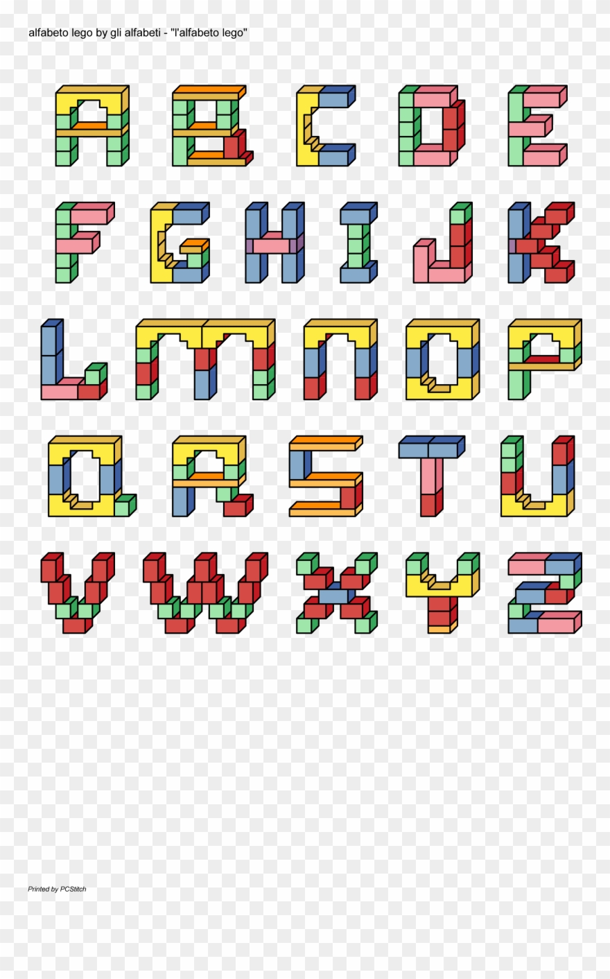 Lego Alphabet Cross Stitch Patterns Alfabeto Lego - Alphabet Clipart