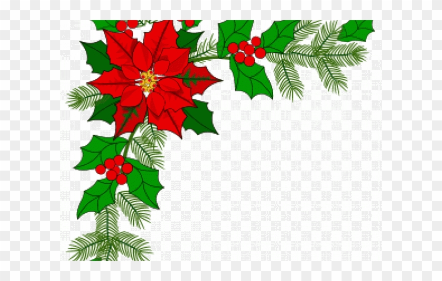 Poinsettia Clipart Decoration - Christmas Border Corner Gif - Png Download