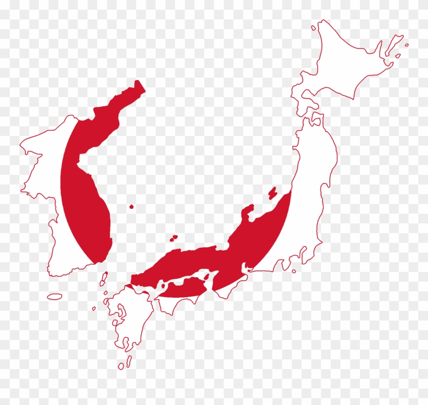 Flag Map Of Japan And Korea - Japanese Empire Flag Map Clipart