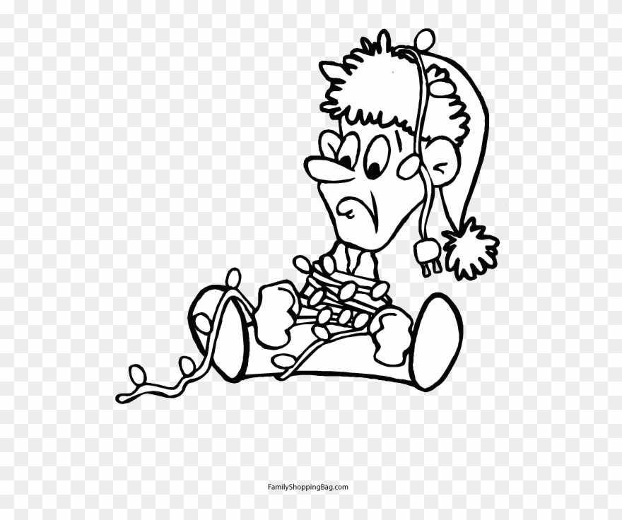 Christmas Elf In Lights Coloring Page Print Out For - Coloring Christmas Elves Clipart