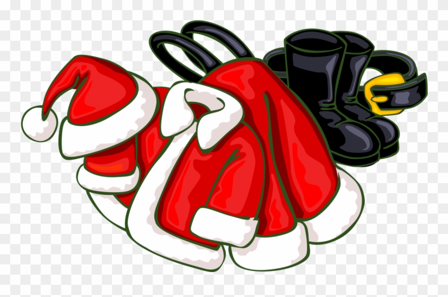 Vector Illustration Of Santa Claus Suits, Boots, And - Santa Suit Clip Art - Png Download