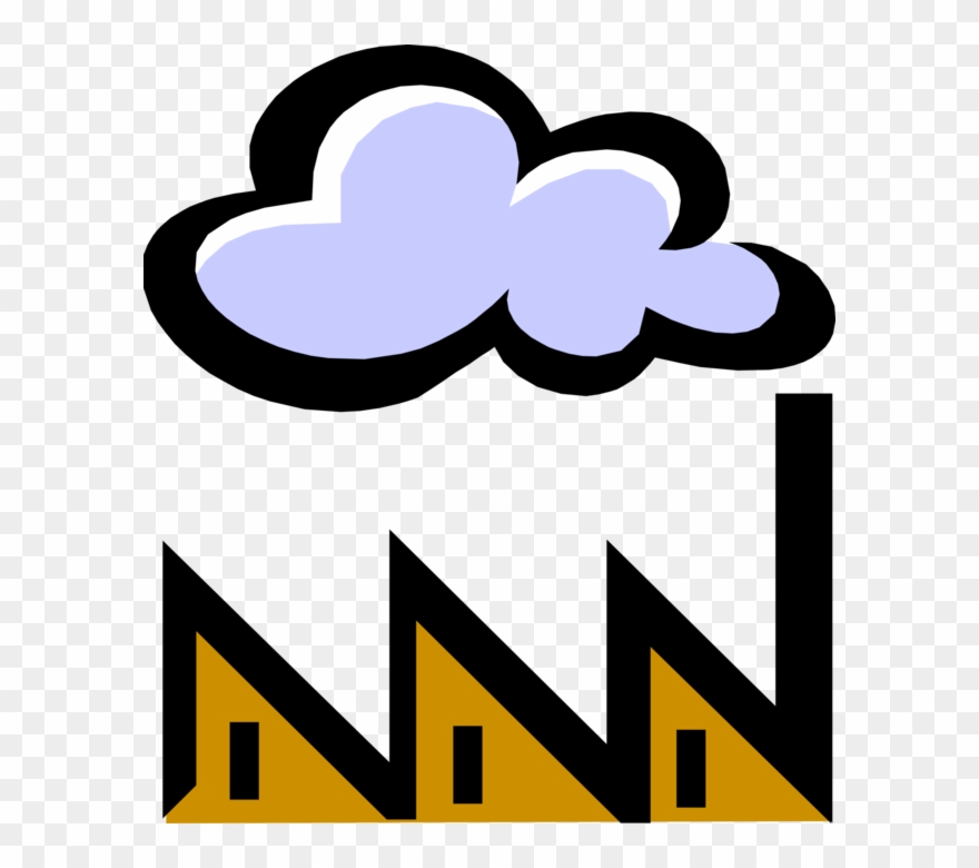 Vector Illustration Of Industrial Manufacturing Factory - Carbon Dioxide Clipart