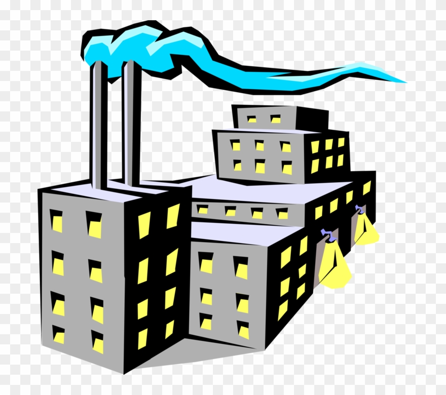 Vector Illustration Of Industrial Manufacturing Factory - Factory Clipart